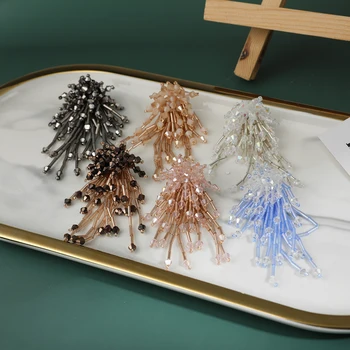 Sloong New Big Crystal Clear Beads pletena ručni rad izjavu kićanka naušnice za žene Moderan vjenčanje vjenčanje dekoracije