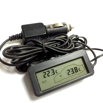 LCD zaslon u boji vozila digitalni termometar mini 12 vozila Termometro monitor vozila unutrašnjost vanjski mjerač temperature 1.5 m kabel za senzor