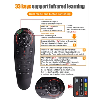 G30 Voice Remote Control 2.4 G bežična govorna miš Air Mouse IR učenje Gyro Sensing Smart remote za Tv box