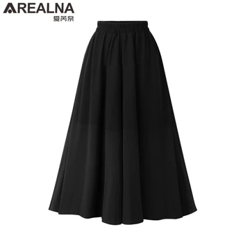 Plus size шифоновая godišnje suknja vintage elastična struk crne prozirne seksi ženske suknje A-line Midi Big Swing Women Skirt Saia