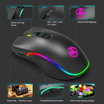 2.4 Ghz wireless gaming miš punjiva 2400DPI podesiva RGB Gamer optički miš za prijenosno računalo PC