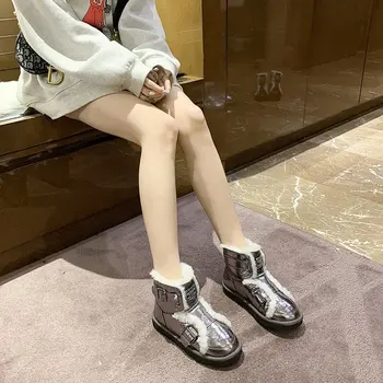 Krzno Snijeg Ženske Cipele 2020 Metalna Kopča Stana Petu Čizme Ženske Cipele Zimske Tople Pliš Čizme Botas De Mujer