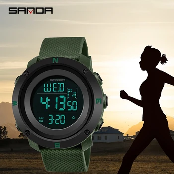 SANDA Brand Women men digitalni sat vodootporan odbrojavanje sportski elektronski ručni sat za muškarce alarm Muške susret vama.na womens Reloj