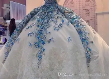 Luksuzne čipke Crystal vjenčanica oblog slatka prekrasnim kamenčićima plus size vjenčanje ball haljina svadben haljina robe de mariage