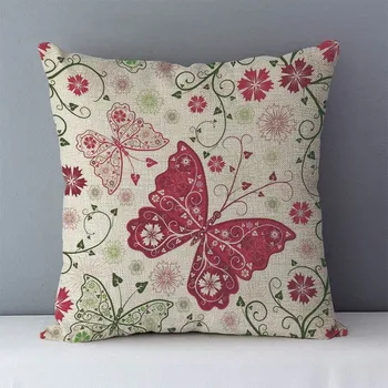 Kvaliteta tiskanih u boji leptir berba cvijet klasicni kauč jastuk glavni ukrasni jastuci pamuk posteljinu jastučnicu 45x45cm QX