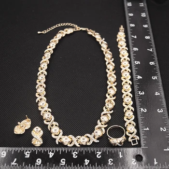 Yulaili najnoviji dizajn medo X srce 18 pozlaćeni modni nakit kompleti za žene ogrlica i naušnice, prsten fin nakit