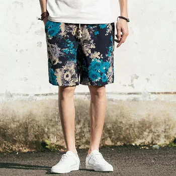 Muške pamučne gaćice japanski casual hip-hop ispis Drawstring kratke hlače ljeto ulica slobodne ravne udobne muške kratke hlače M-5XL