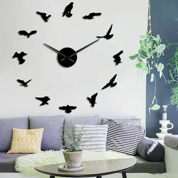 Sivi sokol portret bez okvira zidni sat sokolarski leteća ptica DIY zid umjetnosti ogledalo naljepnice home dekor ornitologa poklon