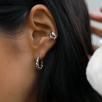 GS 925 sterling srebra minimalistički upletena mali obruč naušnice za žene moda krug maleni Huggie uho buckle nakit poklon