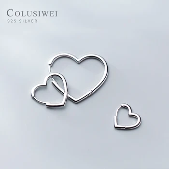 Colusiwei Fashion pravi čisto (eng. sterling) srebro 925 sterling 3 veličine je elegantan srce folijom naušnice za žene jednostavan dizajn i anti-alergijske nakit