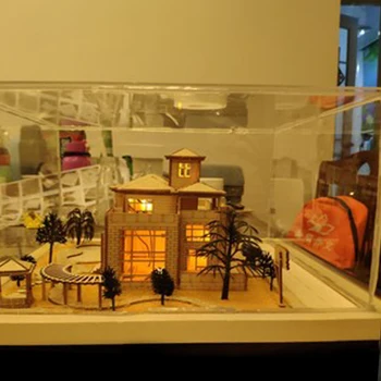 Model Vila kuća igračke drveni materijali skupština pijesak stol izgradnju DIY izrada kuće drvena kabina vlak dječji darovi