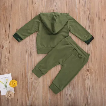 Pudcoco 2020 dijete djeca dječak moderan kamuflaža ispis odjeću s kapuljačom top+hlače 2 kom. proljeće i jesen komplet odjeće 0-3T