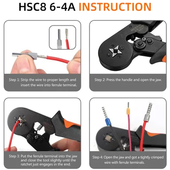 HSC8 6-4 0.08-10mm2 25-7AWG обжимные kliješta set 800шт obujmice za cijevi tipa igla tip kontakta uvijati samoispravljivi skup alata