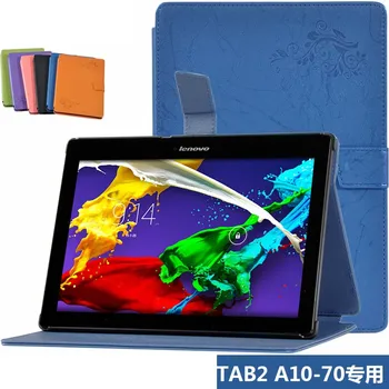 Flip Stand Print PU Leather Skin Shell Case Funda Cover For Lenovo Tab 2 A10-70 A10-70F A10-70L Tablet Capa Coque Bag +Film +Pen