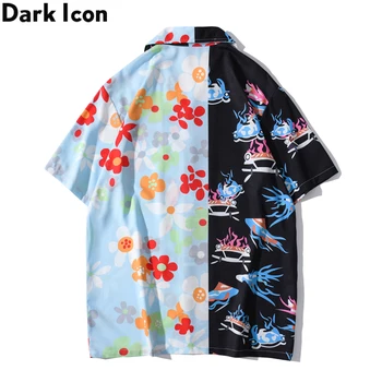 Tamna ikonu Patchwork havajski shirt muški starinske Muške košulje ljetne košulje za muškarce
