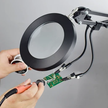 NEWACALOX LED 5X povećalo USB lampa stolni spona lemljenje pomoć Treća ruka svjetiljke postaja 2 komada fleksibilne ruke aparat za varenje alat
