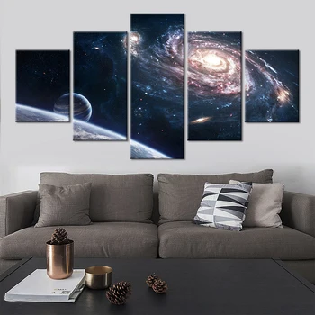 5 panela Galaxy Pictures slikarstvo na platnu Wall Art, plakata i grafika za dnevni boravak Home Decor