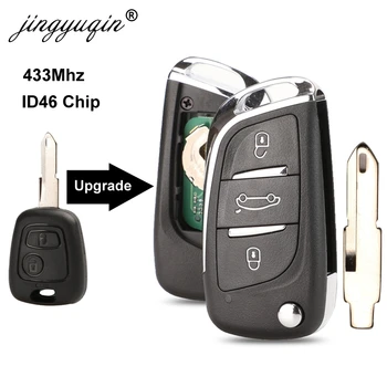 Jingyuqin DS Style Mofified Flip Key Control za Peugeot 206 207 206CC za Citroen C2 2 gumba privjesak za ključeve daljinski ključ 434 Mhz sa čipom