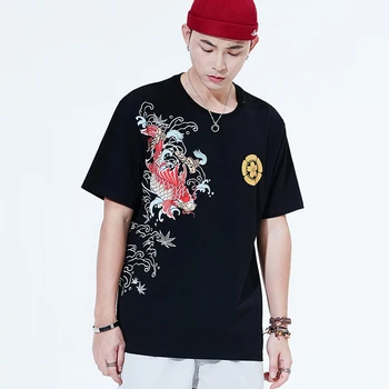 Lyprerazy kineska kultura Good Fortune Lucky Šarana Fish Print majice ulica muška odjeća majice tees moderan majice hip hop