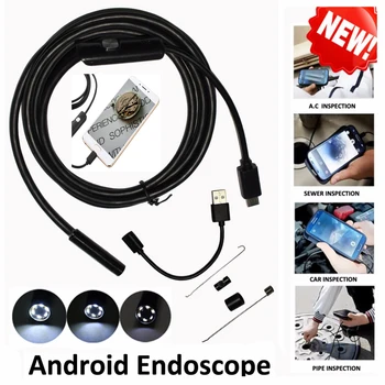Android USB endoskop skladište 5.5 mm objektiv 5 mm 10 m kabel za HD industrijski endoskop mini бороскоп sa 6 led dioda