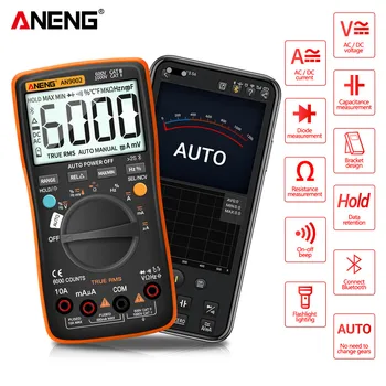 Smart AN9002 Bluetooth Digital Multimeter Auto-Range Professional 6000 apsolutna MultimetroTrue RMS AC/DC Current Tester Napona