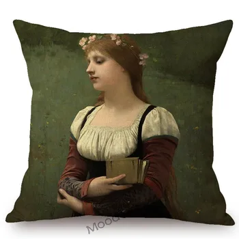 Jules Moma Lefevre Francuski Slikar Neoklasičan Djevojka Lijepa Mlada Dama Ulje Na Platnu Umjetnost Kauč Baciti Jastučnica Sjedalo