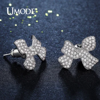 UMODE New Designer Slatka Flower Crystal Stud Earrings for Women Fashion Jewelry Accessories Small Bowknot Boucle D ' Oreille UE0306