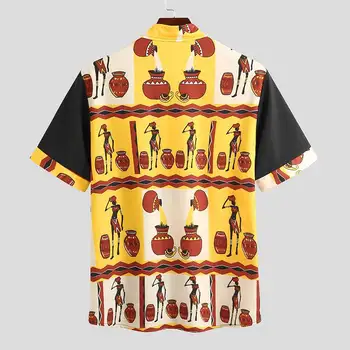 INCERUN muška košulja Afrička odjeću kratkih rukava ljetna vanjska odjeća print, patchwork 2021 Dashiki svakodnevne košulje moda нагрудные Camisa