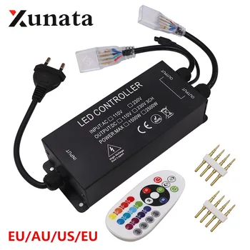 RGB Kontroler US 110V 1500W EU AU UK 220V 2500W RGB Kontroler with 24key IR Remote For 5050 2835 LED Strip Neon Light 10MM