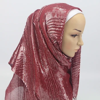1 kom novi dizajn zgužvanu šal islamske muslimanski хиджабы kićanka, marame sjajne svjetlucave sjajna šalove završiti za žene
