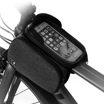 Sahoo 122007 Touch Screen Bike 6.5 in Cell Mobile Phone Bag Front Frame Top Tube Cycling Pouch Double Side Bicycle Pannier