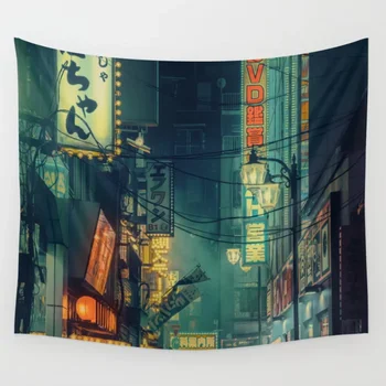 Tokyo ' s Blade Runner Vibes zidna tapiserija zid umjetnost deka, posteljina, poplun krevetu bacanje namještaj yoga mat