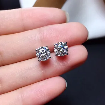 Moissanite naušnice za žene angažman godišnjice vjenčani dar 1CT 6.5 mm D boja VVS Lab Diamond Real 925 sterling srebra