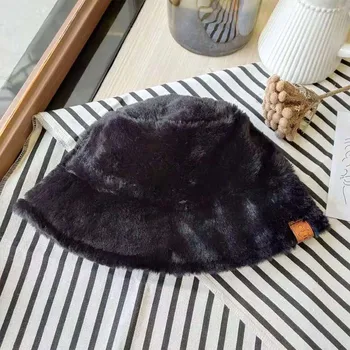 Umjetno krzno kantu šešir žene dame zima je slatka i tople kape lov Panama Ribolov šešir soft vanjski kantu kape gorro pescador