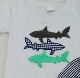 Pokrivač morski pas predložak majica top kariranih kratke hlače dječak ljeto 2 kom komplet