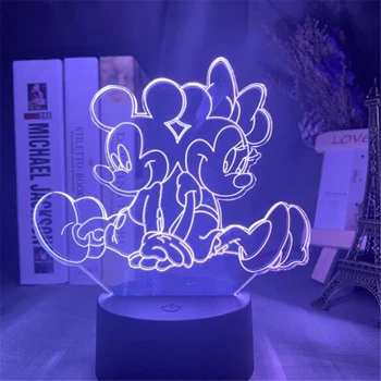 Disney crtani 3D noćno svjetlo Minnie Mickey Mouse akril zaslon osjetljiv na svjetlo 3D iluzija lampa spavaća soba dekorativne stolne svjetiljke dijete je dar