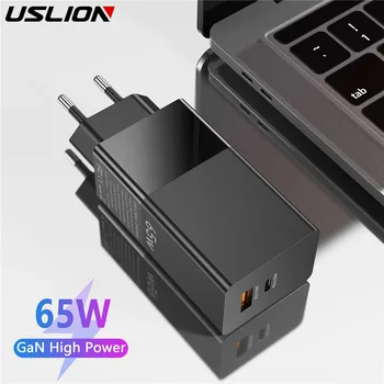 USLION 65W Gan Charger Quick Charge 4.0 3.0 Brzi Punjač za iPhone 12 11 Pro Xiaomi laptop laptop USB Type C PD USB punjač